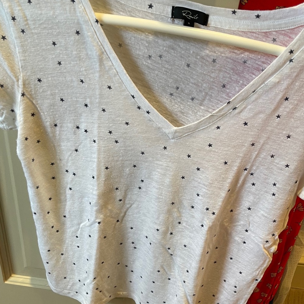 Rails star linen WHITE short sleeved T